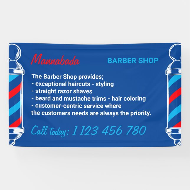 Friseursalon für Schiffe mit rotem Pole Banner (Horizontal)
