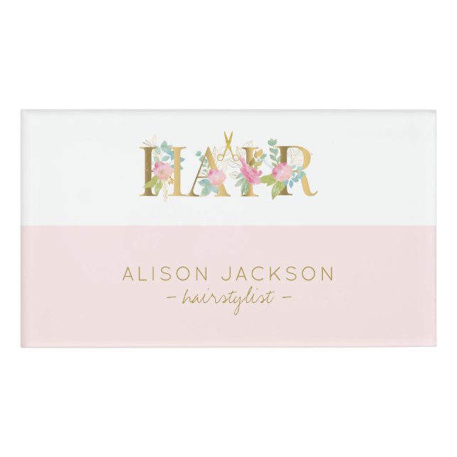 Friseursalon Gold Rosa Glattleder Namenschild (Vorderseite)