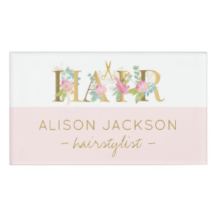 Friseursalon Gold Rosa Glattleder Namenschild