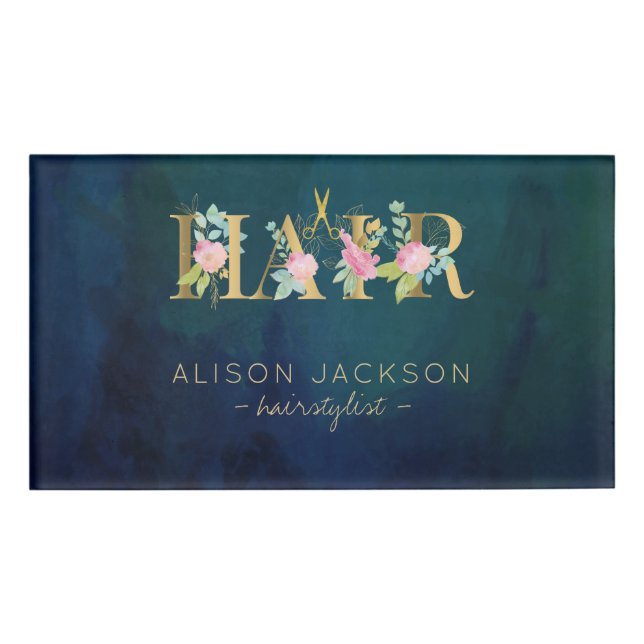 Friseursalon Gold Rosa Glattleder Namenschild (Vorderseite)