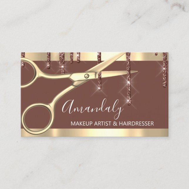 Friseursalon Golden Scissy Skinny Visitenkarte (Vorderseite)