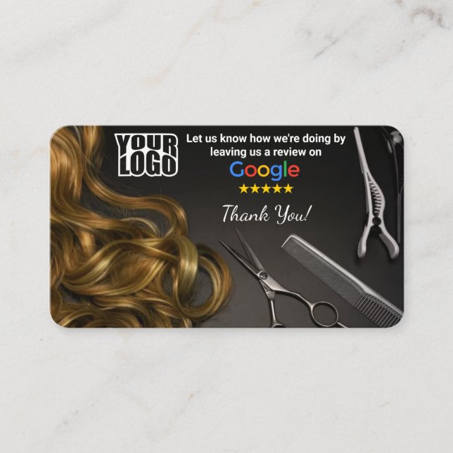 Friseursalon Google Review Template mit QR Visitenkarte (Vorderseite)