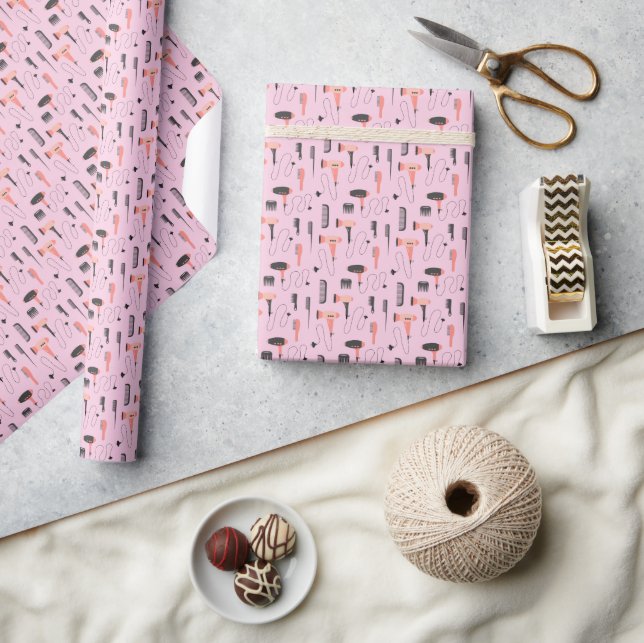 Friseursalon Haar Stylist Bluteauger Combs Rosa Geschenkpapier (Kunsthandwerk)