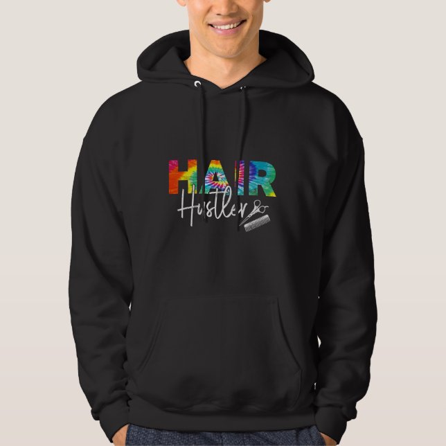 Friseursalon Hair Hustler Gefärbte Krawatte Hoodie (Vorderseite)