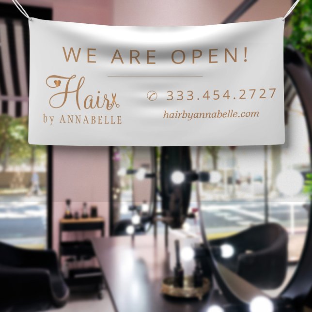 Friseursalon: hairstylistischer Name Kupfergold We Banner (Von Creator hochgeladen)