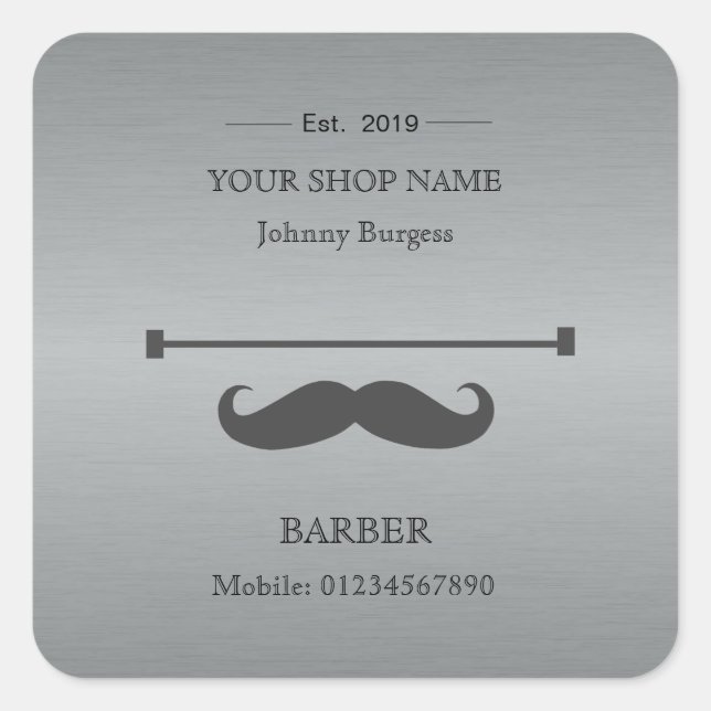 Friseursalon Hipster Beruflich Quadratischer Aufkleber (Vorderseite)