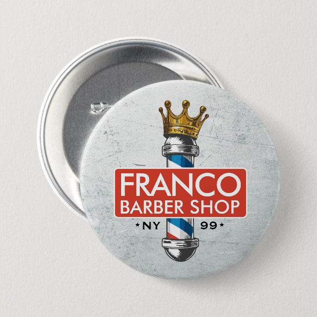 Friseursalon King Crown Barber Pole Button (Vorne & Hinten)