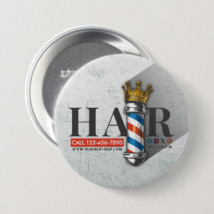 Friseursalon King Crown Barber Pole Button