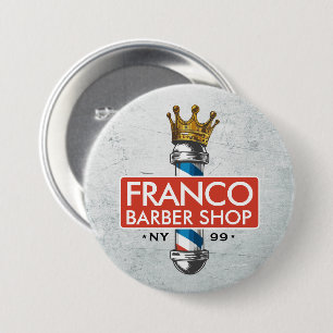 Friseursalon King Crown Barber Pole Hair Salon Button