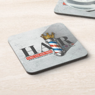 Friseursalon King Crown Barber Pole Hair Salon Getränkeuntersetzer