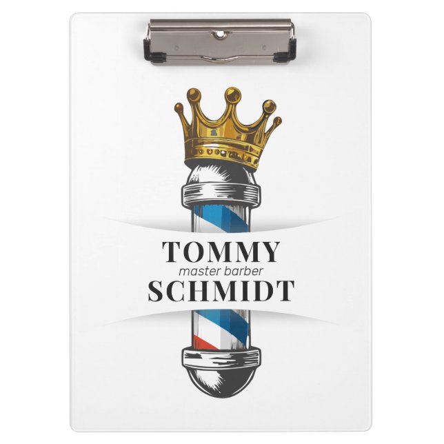 Friseursalon King Crown Barber Pole Klemmbrett (Vorderseite)