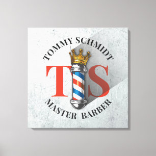 Friseursalon King Crown Barber Pole Leinwanddruck