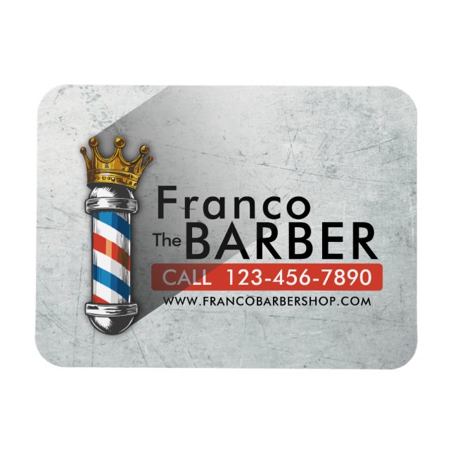 Friseursalon King Crown Barber Pole Magnet (Horizontal)