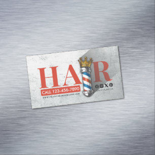 Friseursalon King Crown Barber Pole Magnetische Visitenkarte
