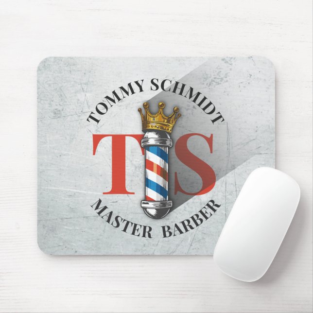 Friseursalon King Crown Barber Pole Mousepad (Mit Mouse)