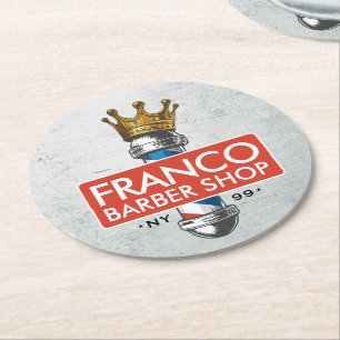 Friseursalon King Crown Barber Pole Runder Pappuntersetzer