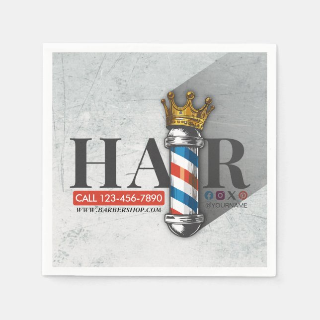 Friseursalon King Crown Barber Pole Serviette (Vorderseite)