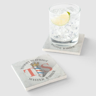 Friseursalon King Crown Barber Pole Steinuntersetzer