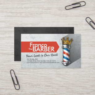 Friseursalon King Crown Barber Pole Visitenkarte