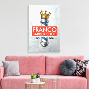 Friseursalon King Crown Friseurstange Haarsalon Leinwanddruck