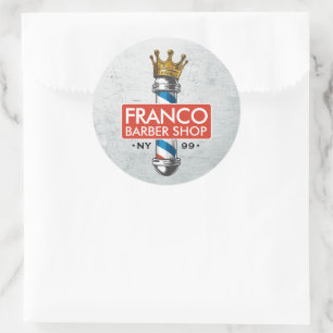 Friseursalon King Crown Friseurstange Haarsalon Runder Aufkleber