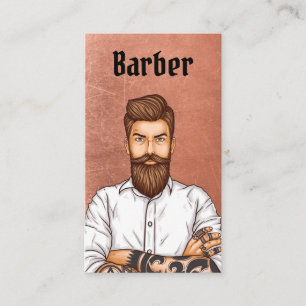 Friseursalon Kupfer Vintage Bart Mann Avatar Einzi Visitenkarte