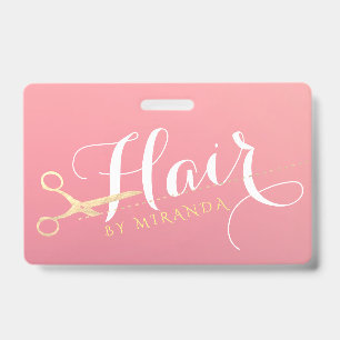 Friseursalon Makeup Salon Moderne rosa Goldschere Ausweis