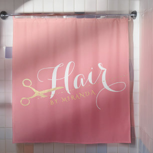 Friseursalon Makeup Salon Moderne rosa Goldschere Duschvorhang