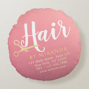 Friseursalon Makeup Salon Moderne rosa Goldschere Rundes Kissen