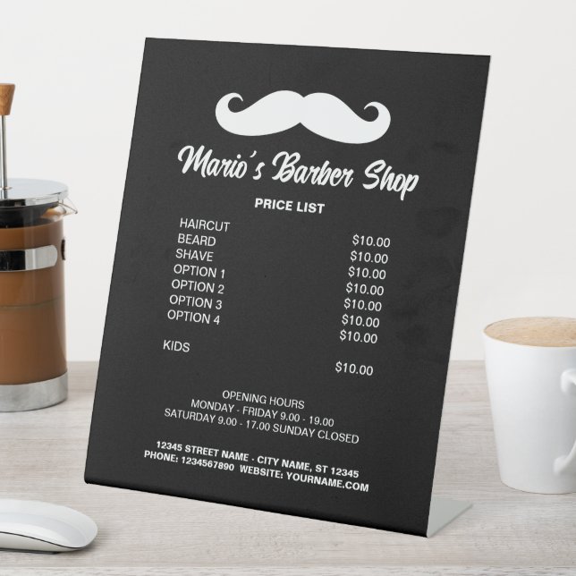 Friseursalon-Menü für Männer Sockelschild (In Situ)