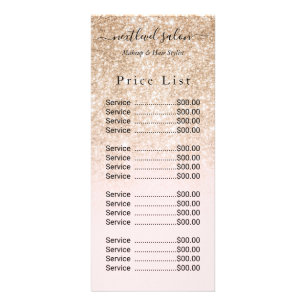 Friseursalon Minimalist Gold Pink Preis Rack Karte Werbekarte