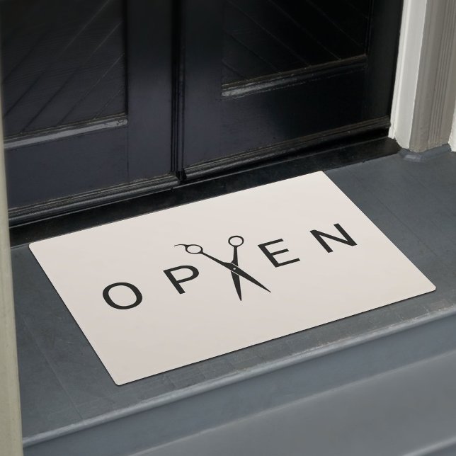 Friseursalon Minimalistische Schwarze Schere Willk Fußmatte (Von Creator hochgeladen)