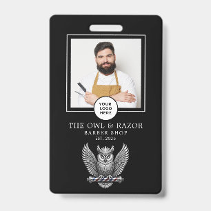 Friseursalon Moderner Rasierer Eule Silber Friseur Ausweis