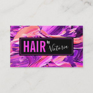 Friseursalon Modernes Abstraktes Neon Pink Chic Visitenkarte
