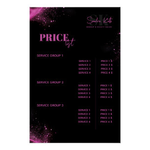 Friseursalon MUA Haare Schwarz Neon Rosa Preislist Poster