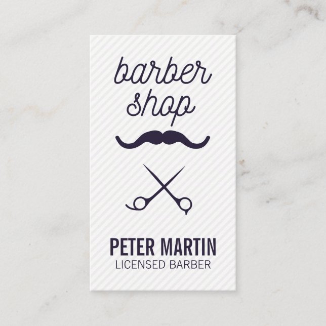 Friseursalon | Mustache | Sa und Haarschnitt Visitenkarte (Vorderseite)