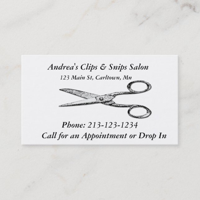 Friseursalon oder Barber Antique Scheren Einfach Visitenkarte (Vorderseite)