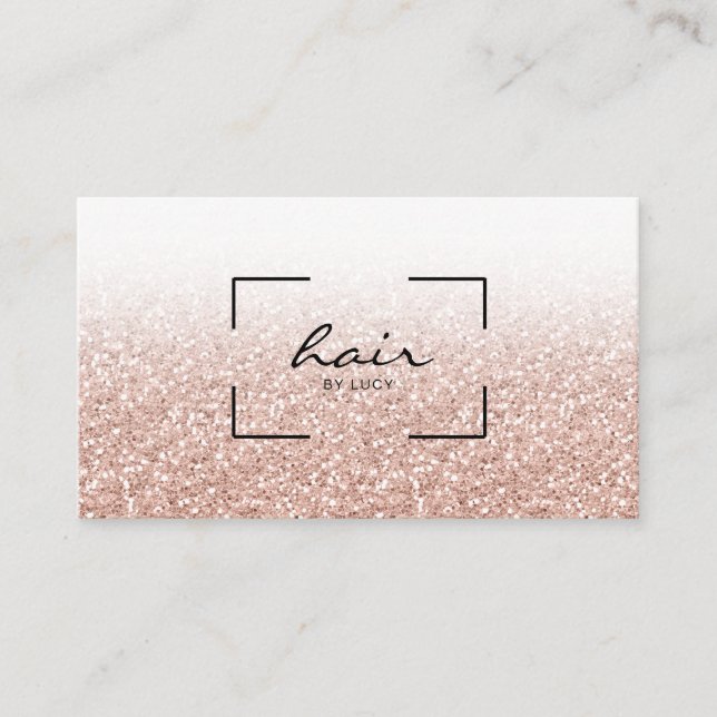 Friseursalon Pink Peach Gold Glitzer Visitenkarte (Vorderseite)