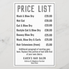 Friseursalon - Preisliste Flyer