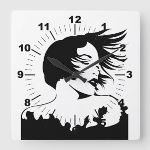 Friseursalon Quadratische Wanduhr