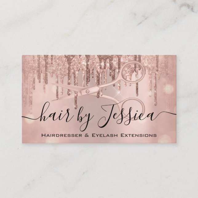 Friseursalon Rose Gold VIP Visitenkarte (Vorderseite)