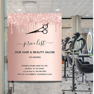 Friseursalon Rosen-Gold-Glitter-Preisliste Flyer