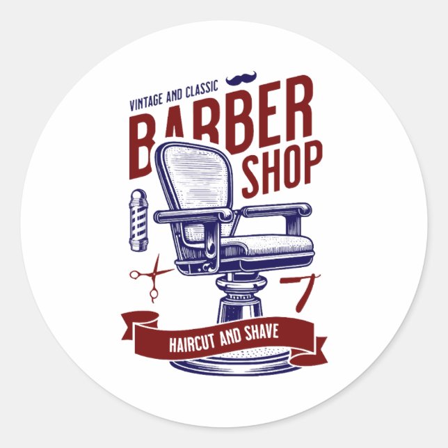 Friseursalon Runder Aufkleber (Vorderseite)
