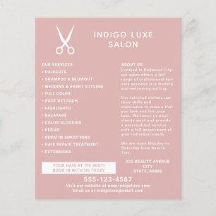 Friseursalon Schere Modernes, rosa Marketing Flyer