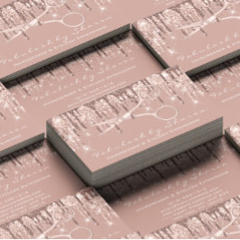 Friseursalon Schere Rose Tropfen Rosa Visitenkarte