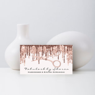 Friseursalon Schere Rose Tropfen Weiß Visitenkarte