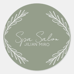 Friseursalon Schönheitsstudio Sage Green Runder Aufkleber
