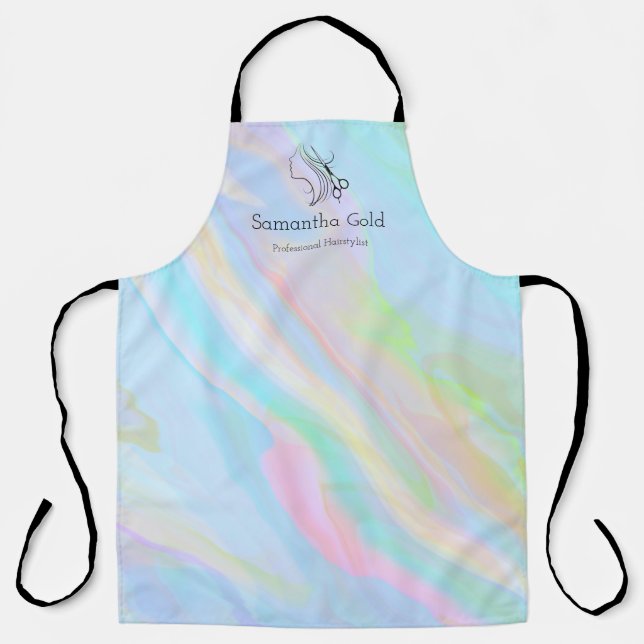 Friseursalon Schürze Rainbow Holographic Logo Salo (Vorderseite)