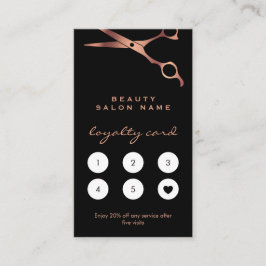 Friseursalon Schwarzer Kupferschere Treuekarte