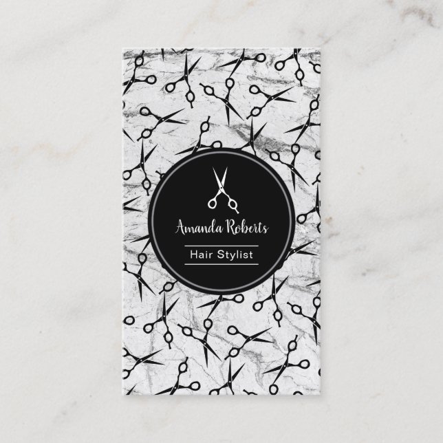 Friseursalon Scissor Muster-Marmorverabredung Terminkarte (Vorderseite)